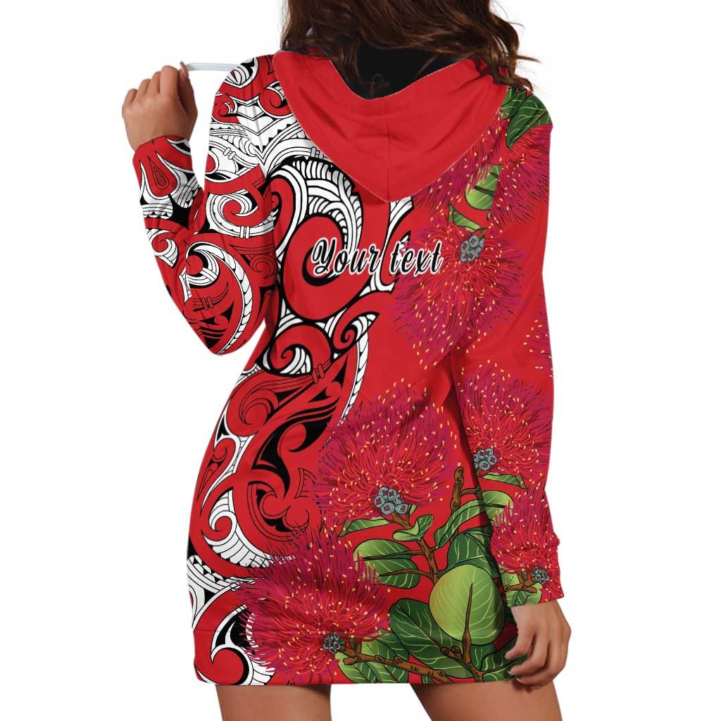 Personalised New Zealand Koru Pohutukawa Hoodie Dress Meri Kirihimete Aroha for Christmas LT9 - Polynesian Pride