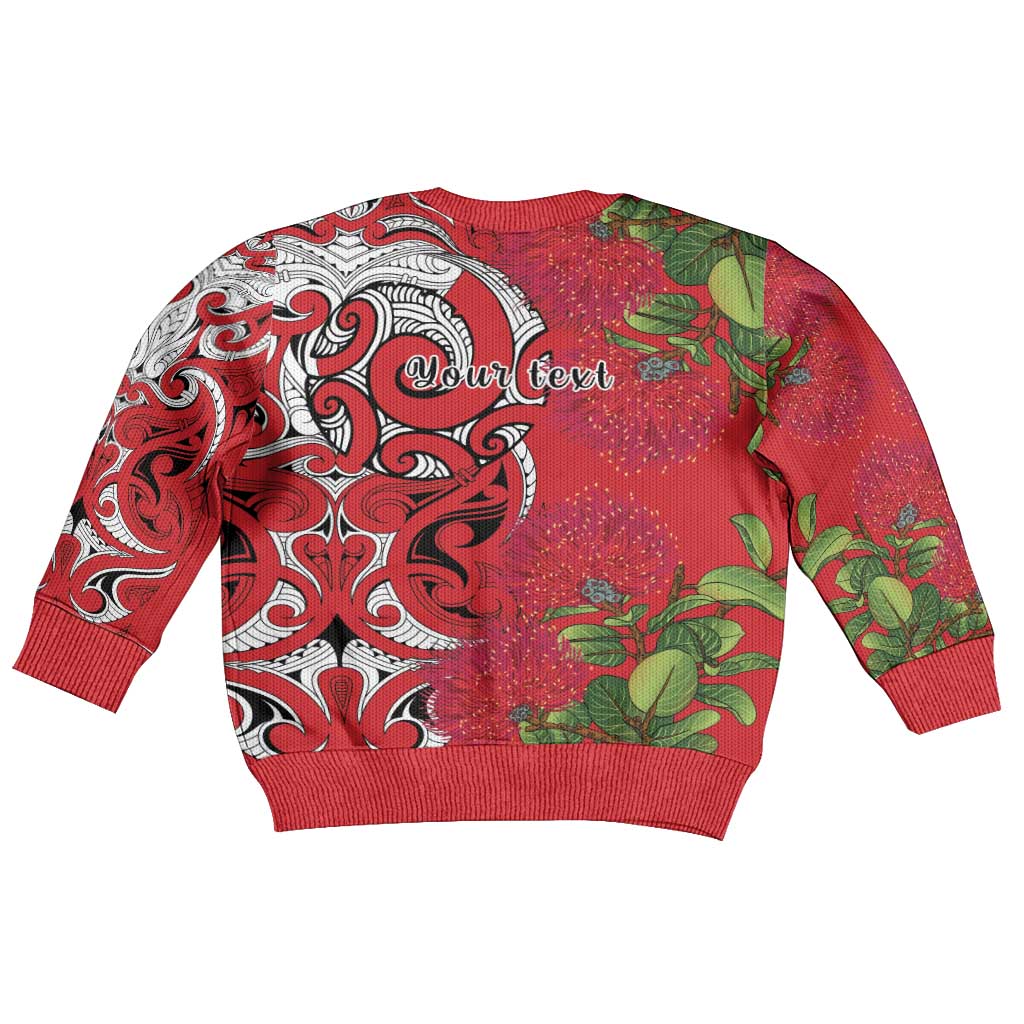 Personalised New Zealand Koru Pohutukawa Kid Ugly Christmas Sweater Meri Kirihimete Aroha for Christmas LT9 - Polynesian Pride