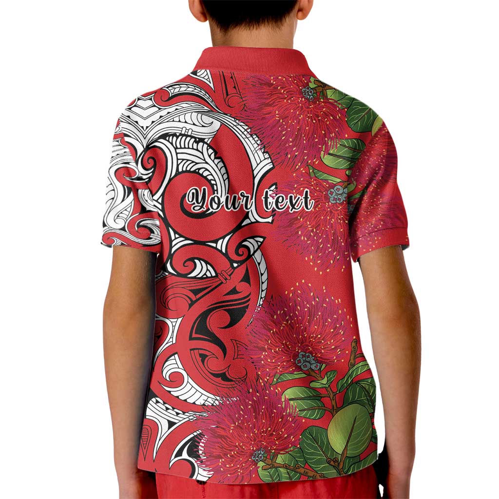 Personalised New Zealand Koru Pohutukawa Kid Polo Shirt Meri Kirihimete Aroha for Christmas LT9 - Polynesian Pride