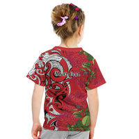 Personalised New Zealand Koru Pohutukawa Kid T Shirt Meri Kirihimete Aroha for Christmas LT9 - Polynesian Pride