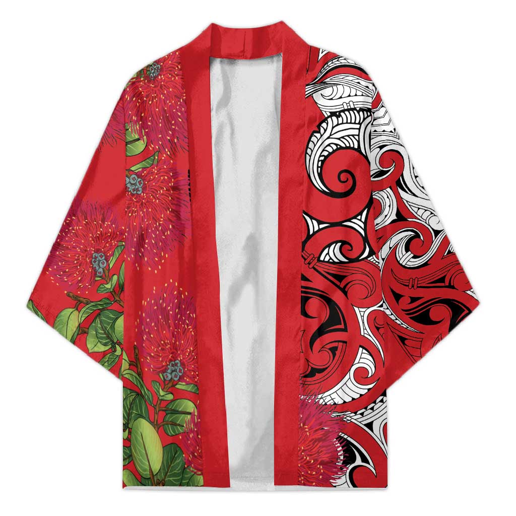 Personalised New Zealand Koru Pohutukawa Kimono Meri Kirihimete Aroha for Christmas LT9 Unisex Red - Polynesian Pride