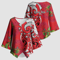 Personalised New Zealand Koru Pohutukawa Kimono Sleeve Blouse Meri Kirihimete Aroha for Christmas LT9 - Polynesian Pride