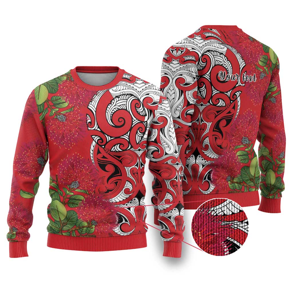Personalised New Zealand Koru Pohutukawa Ugly Christmas Sweater Meri Kirihimete Aroha for Christmas LT9 Red - Polynesian Pride