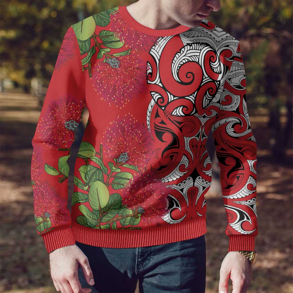 Personalised New Zealand Koru Pohutukawa Ugly Christmas Sweater Meri Kirihimete Aroha for Christmas LT9 - Polynesian Pride