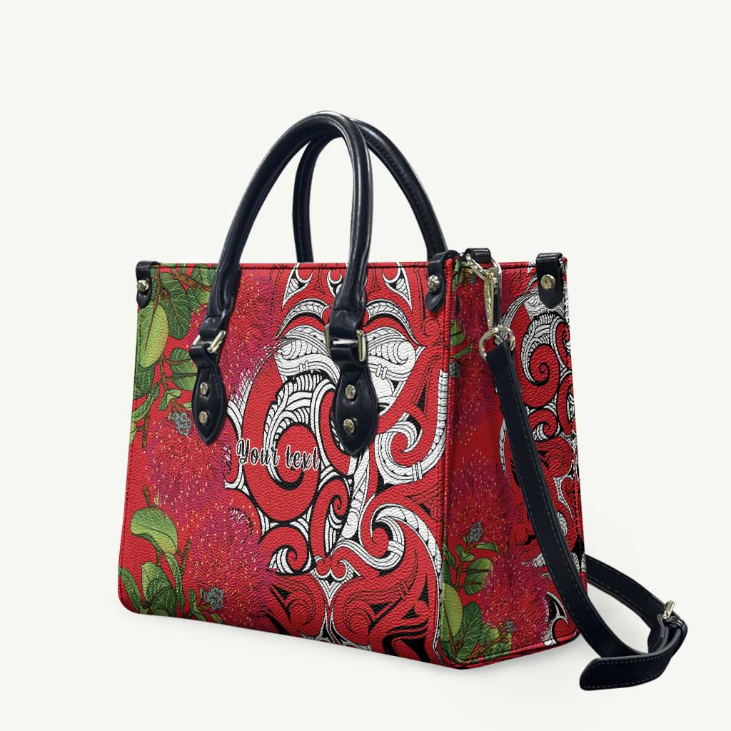 Personalised New Zealand Koru Pohutukawa Leather Bag Meri Kirihimete Aroha for Christmas LT9 Red - Polynesian Pride