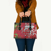 Personalised New Zealand Koru Pohutukawa Leather Bag Meri Kirihimete Aroha for Christmas LT9 - Polynesian Pride