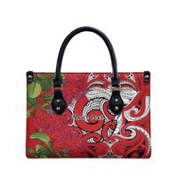 Personalised New Zealand Koru Pohutukawa Leather Bag Meri Kirihimete Aroha for Christmas LT9 - Polynesian Pride