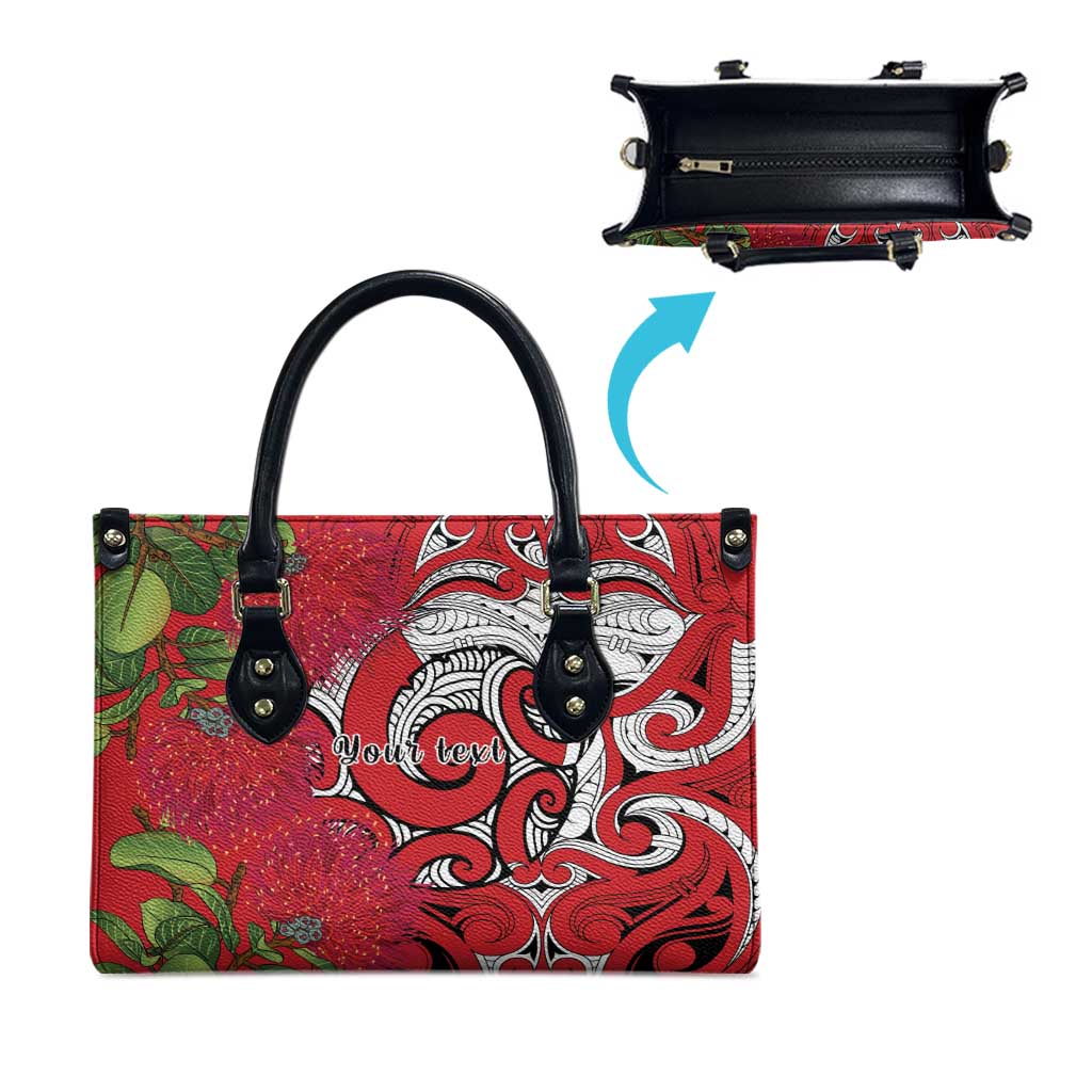Personalised New Zealand Koru Pohutukawa Leather Bag Meri Kirihimete Aroha for Christmas LT9 - Polynesian Pride