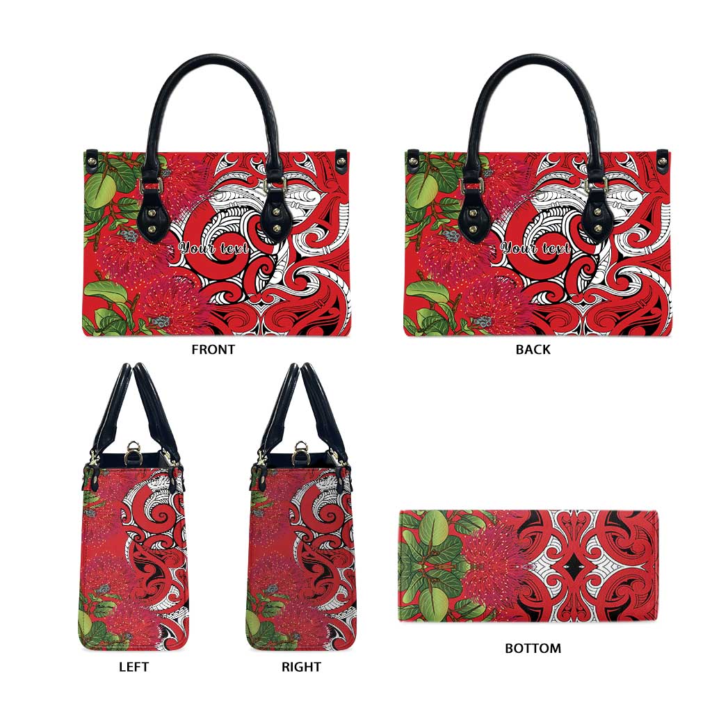 Personalised New Zealand Koru Pohutukawa Leather Bag Meri Kirihimete Aroha for Christmas LT9 - Polynesian Pride