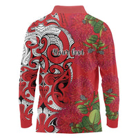 Personalised New Zealand Koru Pohutukawa Long Sleeve Polo Shirt Meri Kirihimete Aroha for Christmas LT9 - Polynesian Pride