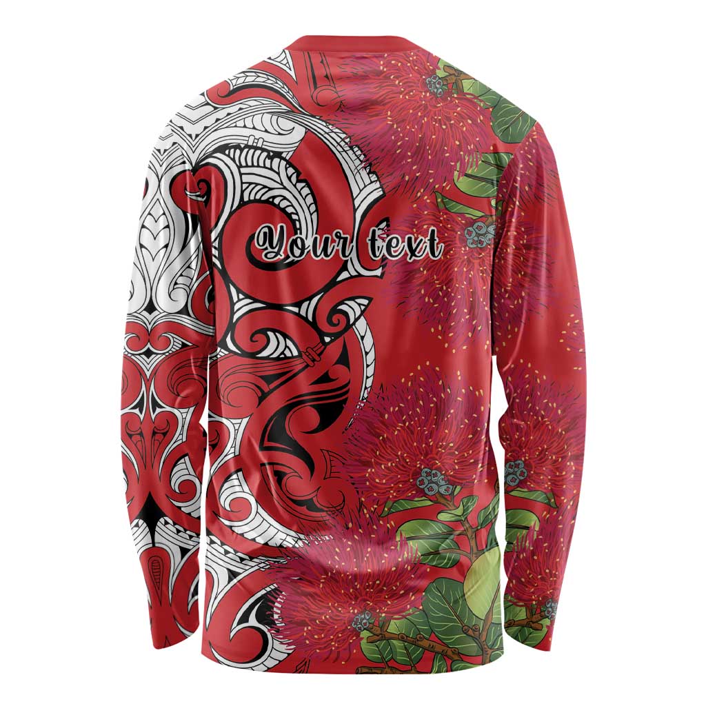 Personalised New Zealand Koru Pohutukawa Long Sleeve Shirt Meri Kirihimete Aroha for Christmas LT9 - Polynesian Pride