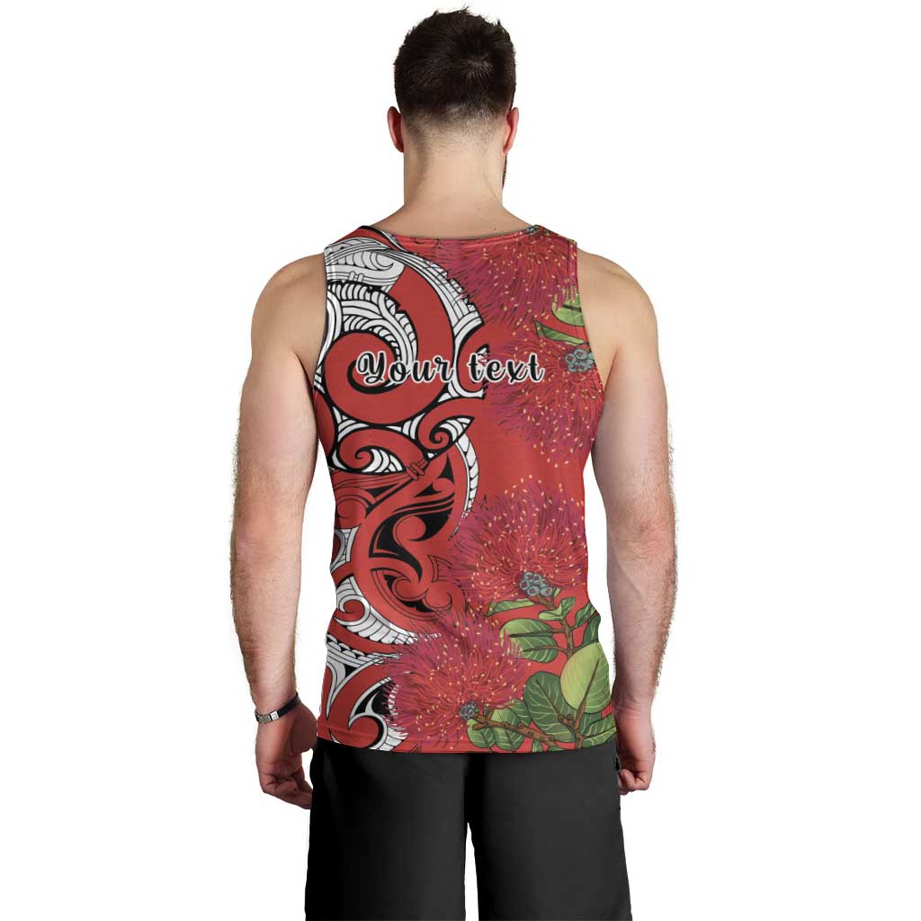 Personalised New Zealand Koru Pohutukawa Men Tank Top Meri Kirihimete Aroha for Christmas LT9 - Polynesian Pride