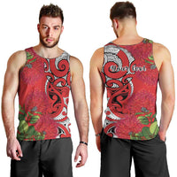 Personalised New Zealand Koru Pohutukawa Men Tank Top Meri Kirihimete Aroha for Christmas LT9 - Polynesian Pride