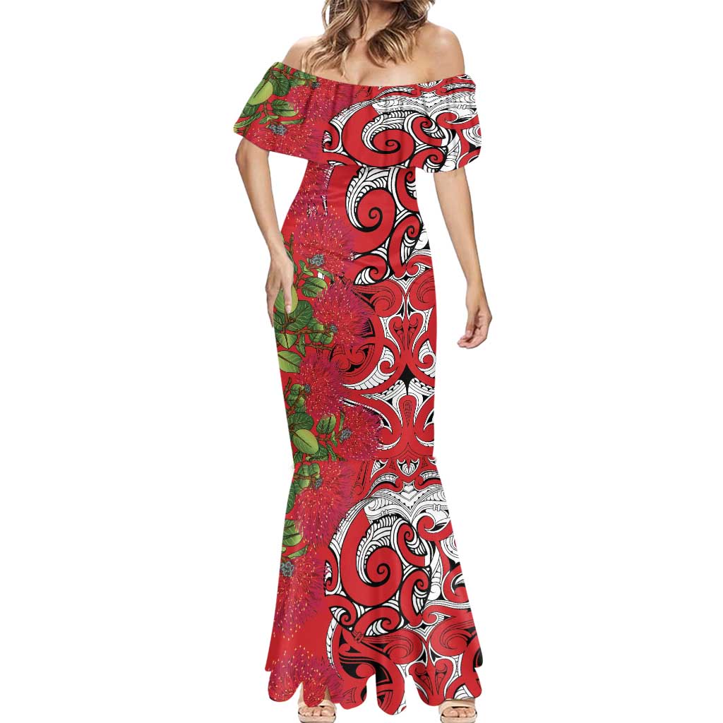 Personalised New Zealand Koru Pohutukawa Mermaid Dress Meri Kirihimete Aroha for Christmas LT9 - Polynesian Pride