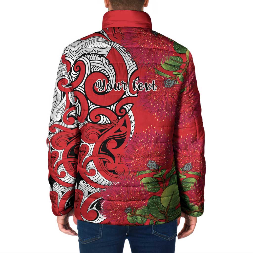 Personalised New Zealand Koru Pohutukawa Padded Jacket Meri Kirihimete Aroha for Christmas LT9 - Polynesian Pride