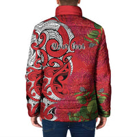 Personalised New Zealand Koru Pohutukawa Padded Jacket Meri Kirihimete Aroha for Christmas LT9 - Polynesian Pride