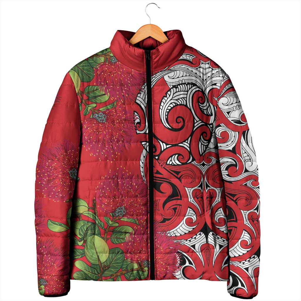 Personalised New Zealand Koru Pohutukawa Padded Jacket Meri Kirihimete Aroha for Christmas LT9 - Polynesian Pride