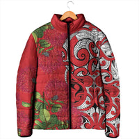 Personalised New Zealand Koru Pohutukawa Padded Jacket Meri Kirihimete Aroha for Christmas LT9 - Polynesian Pride