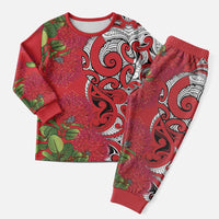 Personalised New Zealand Koru Pohutukawa Christmas Pajama Set Meri Kirihimete Aroha for Christmas LT9 Men Red - Polynesian Pride