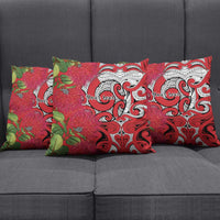 Personalised New Zealand Koru Pohutukawa Pillow Cover Meri Kirihimete Aroha for Christmas LT9 - Polynesian Pride