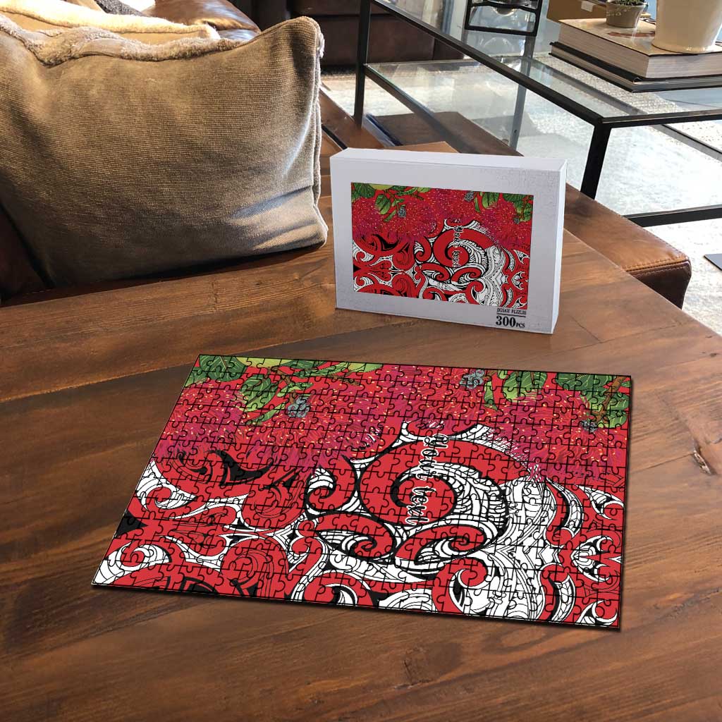 Personalised New Zealand Koru Pohutukawa Puzzle Meri Kirihimete Aroha for Christmas LT9 - Polynesian Pride