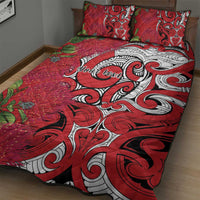 Personalised New Zealand Koru Pohutukawa Quilt Bed Set Meri Kirihimete Aroha for Christmas LT9 - Polynesian Pride