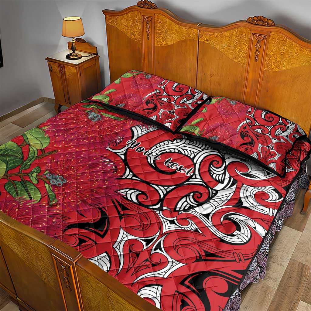 Personalised New Zealand Koru Pohutukawa Quilt Bed Set Meri Kirihimete Aroha for Christmas LT9 - Polynesian Pride