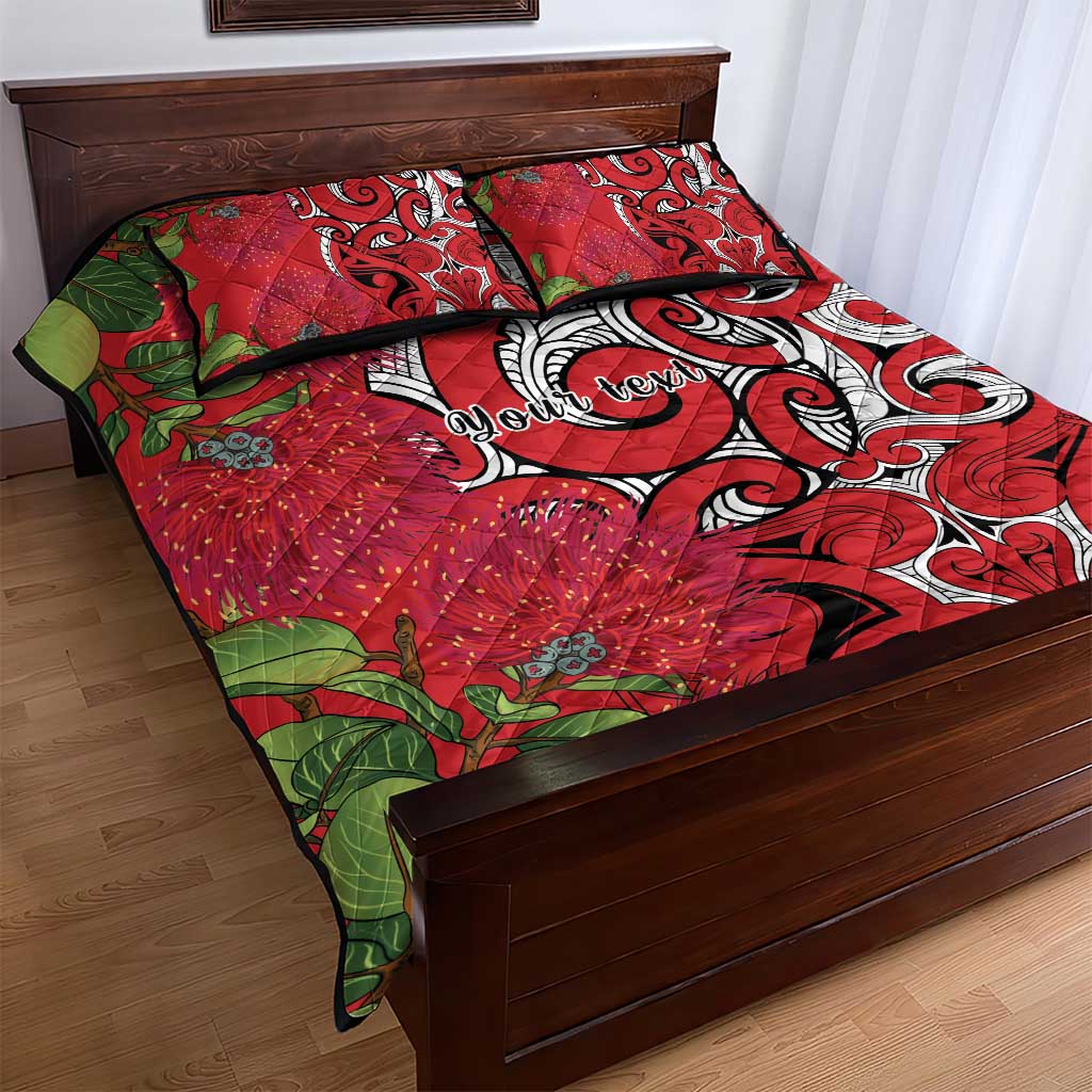 Personalised New Zealand Koru Pohutukawa Quilt Bed Set Meri Kirihimete Aroha for Christmas LT9 - Polynesian Pride