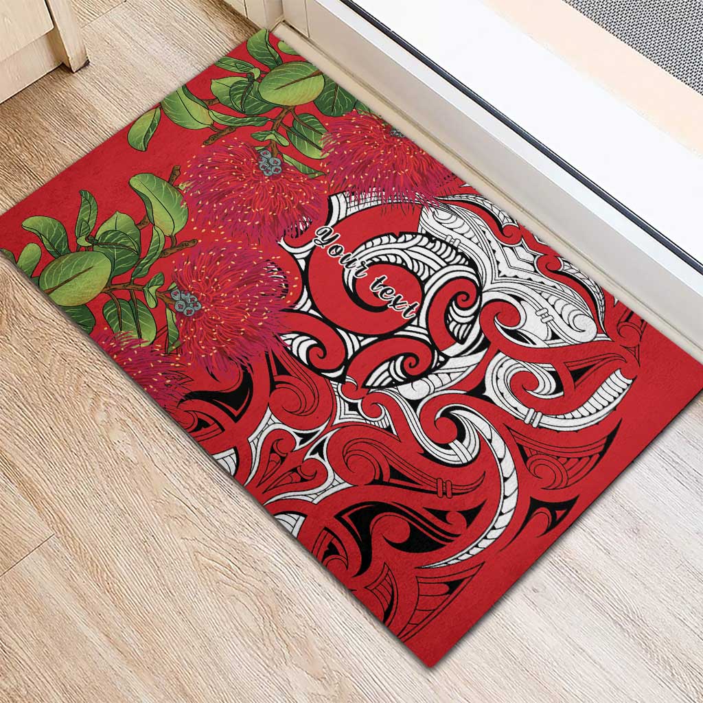 Personalised New Zealand Koru Pohutukawa Rubber Doormat Meri Kirihimete Aroha for Christmas LT9 - Polynesian Pride