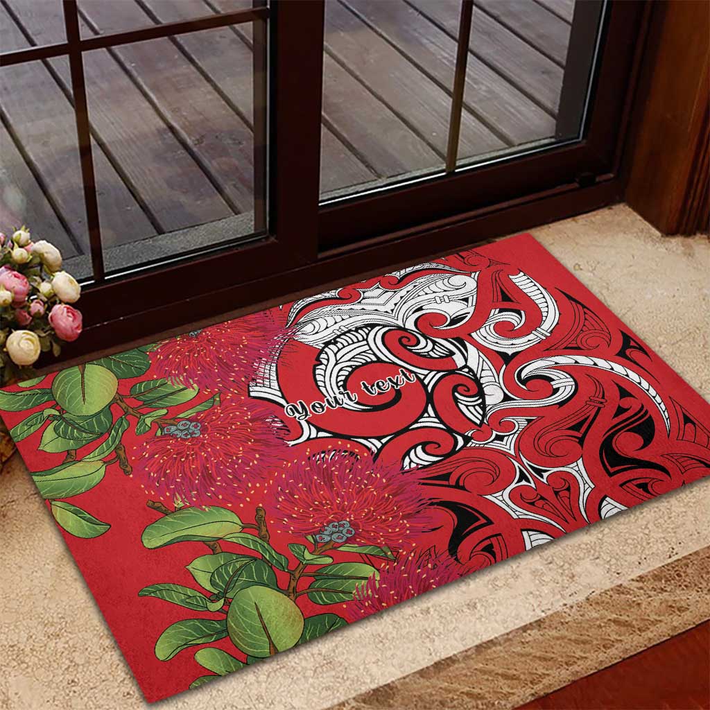 Personalised New Zealand Koru Pohutukawa Rubber Doormat Meri Kirihimete Aroha for Christmas LT9 - Polynesian Pride