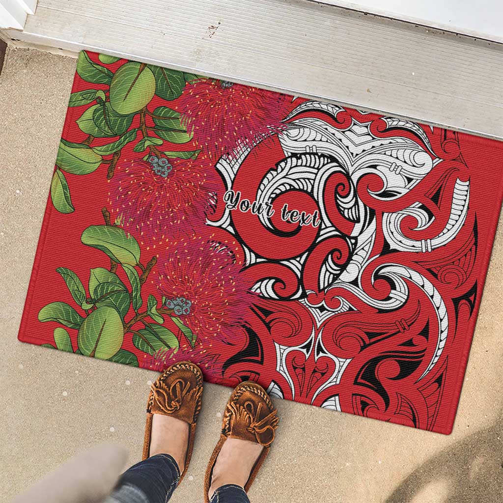 Personalised New Zealand Koru Pohutukawa Rubber Doormat Meri Kirihimete Aroha for Christmas LT9 - Polynesian Pride