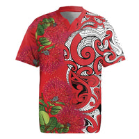 Personalised New Zealand Koru Pohutukawa Rugby Jersey Meri Kirihimete Aroha for Christmas LT9 Red - Polynesian Pride