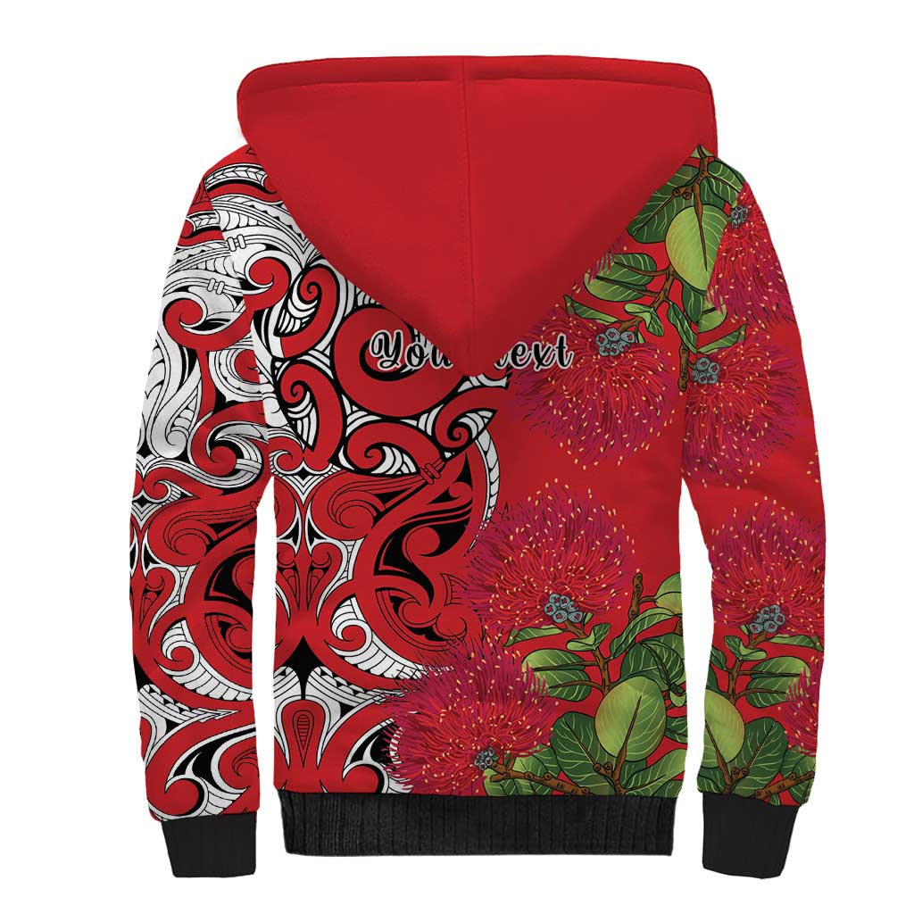 Personalised New Zealand Koru Pohutukawa Sherpa Hoodie Meri Kirihimete Aroha for Christmas LT9 - Polynesian Pride