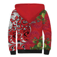 Personalised New Zealand Koru Pohutukawa Sherpa Hoodie Meri Kirihimete Aroha for Christmas LT9 - Polynesian Pride