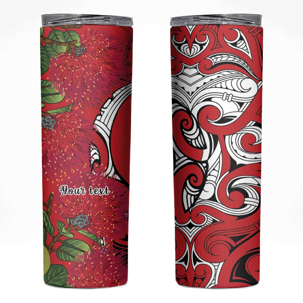Personalised New Zealand Koru Pohutukawa Skinny Tumbler Meri Kirihimete Aroha for Christmas LT9 Red - Polynesian Pride