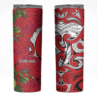 Personalised New Zealand Koru Pohutukawa Skinny Tumbler Meri Kirihimete Aroha for Christmas LT9 Red - Polynesian Pride
