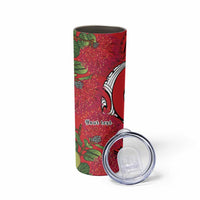 Personalised New Zealand Koru Pohutukawa Skinny Tumbler Meri Kirihimete Aroha for Christmas LT9 - Polynesian Pride