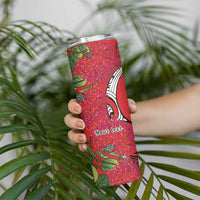 Personalised New Zealand Koru Pohutukawa Skinny Tumbler Meri Kirihimete Aroha for Christmas LT9 - Polynesian Pride
