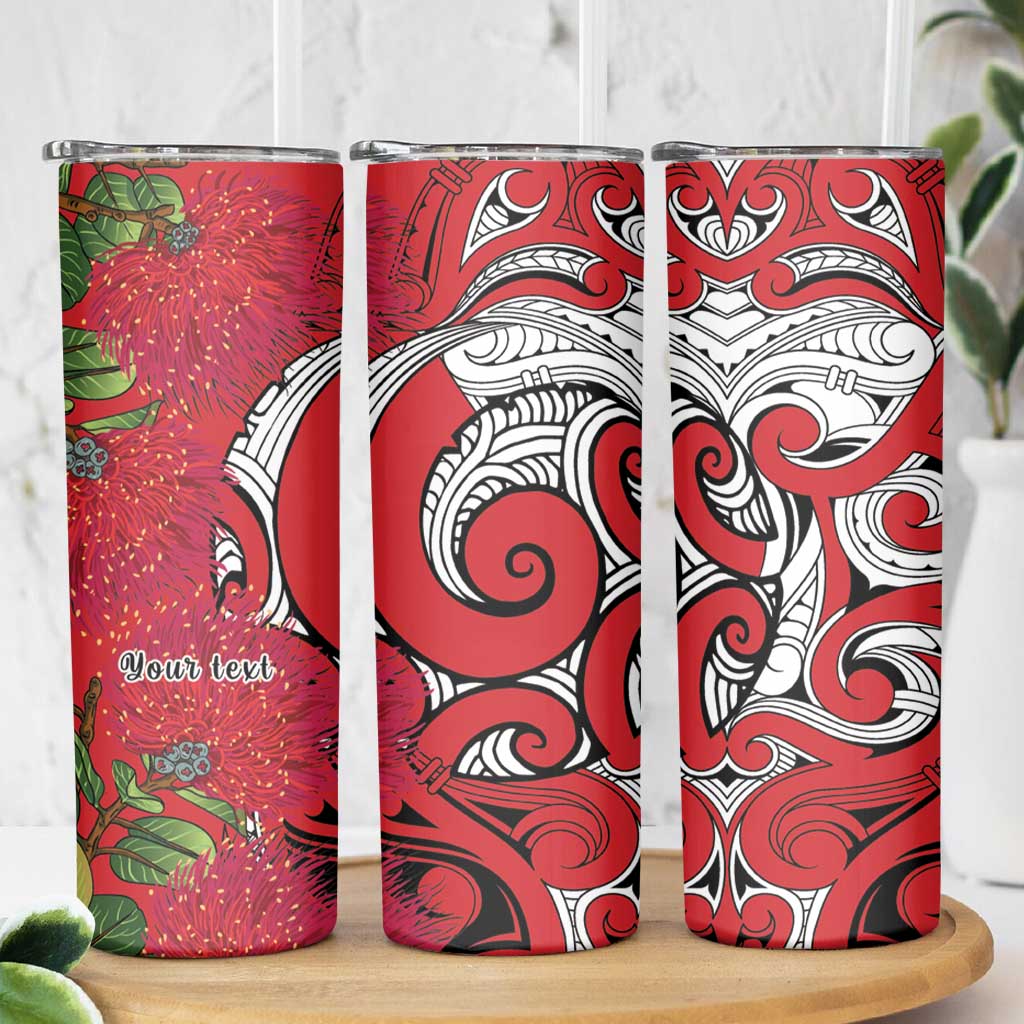 Personalised New Zealand Koru Pohutukawa Skinny Tumbler Meri Kirihimete Aroha for Christmas LT9 - Polynesian Pride