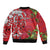 Personalised New Zealand Koru Pohutukawa Sleeve Zip Bomber Jacket Meri Kirihimete Aroha for Christmas - Polynesian Pride