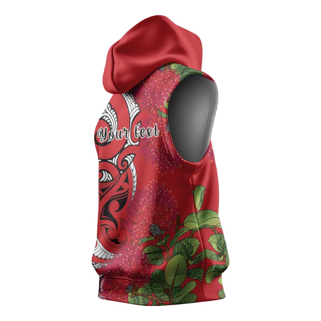 Personalised New Zealand Koru Pohutukawa Sleeveless Hoodie Meri Kirihimete Aroha for Christmas LT9 - Polynesian Pride