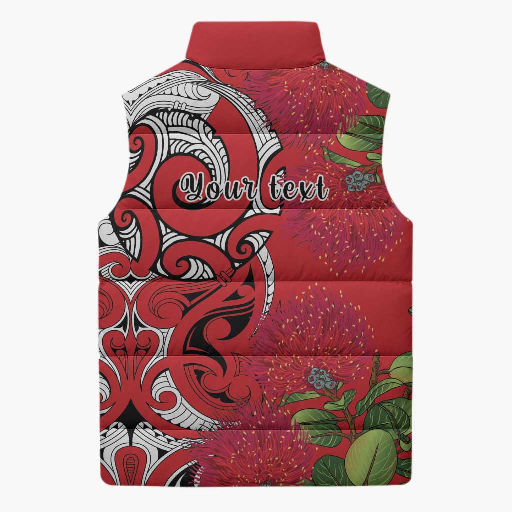 Personalised New Zealand Koru Pohutukawa Sleeveless Puffer Jacket Meri Kirihimete Aroha for Christmas LT9 - Polynesian Pride
