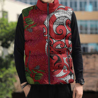 Personalised New Zealand Koru Pohutukawa Sleeveless Puffer Jacket Meri Kirihimete Aroha for Christmas LT9 - Polynesian Pride