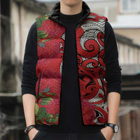 Personalised New Zealand Koru Pohutukawa Sleeveless Puffer Jacket Meri Kirihimete Aroha for Christmas LT9 - Polynesian Pride