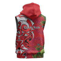 Personalised New Zealand Koru Pohutukawa Sleeveless Zip Hoodie Meri Kirihimete Aroha for Christmas LT9 - Polynesian Pride