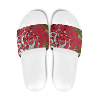 Personalised New Zealand Koru Pohutukawa Slide Sandals Meri Kirihimete Aroha for Christmas LT9 Red - Polynesian Pride
