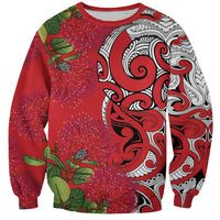 Personalised New Zealand Koru Pohutukawa Sweatshirt Meri Kirihimete Aroha for Christmas LT9 Unisex Red - Polynesian Pride