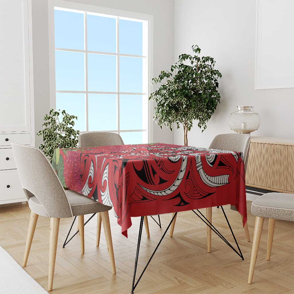 Personalised New Zealand Koru Pohutukawa Tablecloth Meri Kirihimete Aroha for Christmas - Polynesian Pride