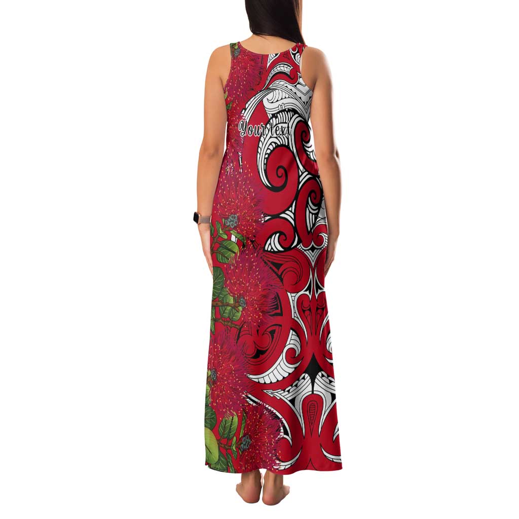 Personalised New Zealand Koru Pohutukawa Tank Maxi Dress Meri Kirihimete Aroha for Christmas LT9 - Polynesian Pride