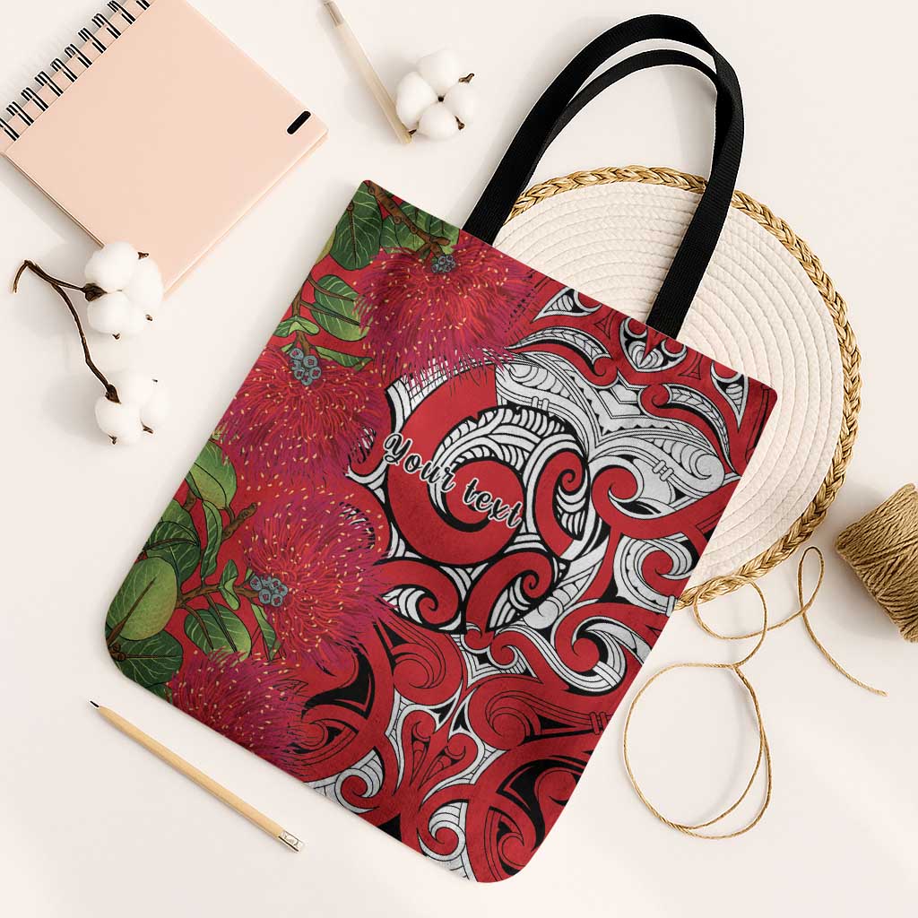 Personalised New Zealand Koru Pohutukawa Tote Bag Meri Kirihimete Aroha for Christmas - Polynesian Pride